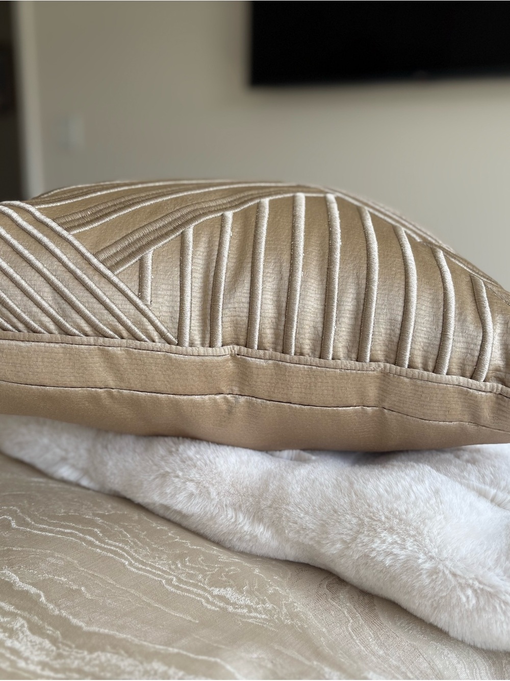 Hotel Collection Glint Pleated Decorative Pillow in Gold - Picture 7 of 8